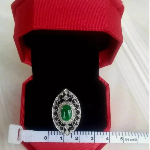 Jade Authentic Platinum Ring With Japanese… - Picture 4 of 10